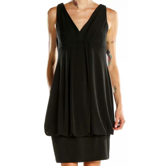 Eliza J Black Pleated V-Neck Sleeveless Sheath Dress Size 10 Classic Chic - Picture 13 of 14